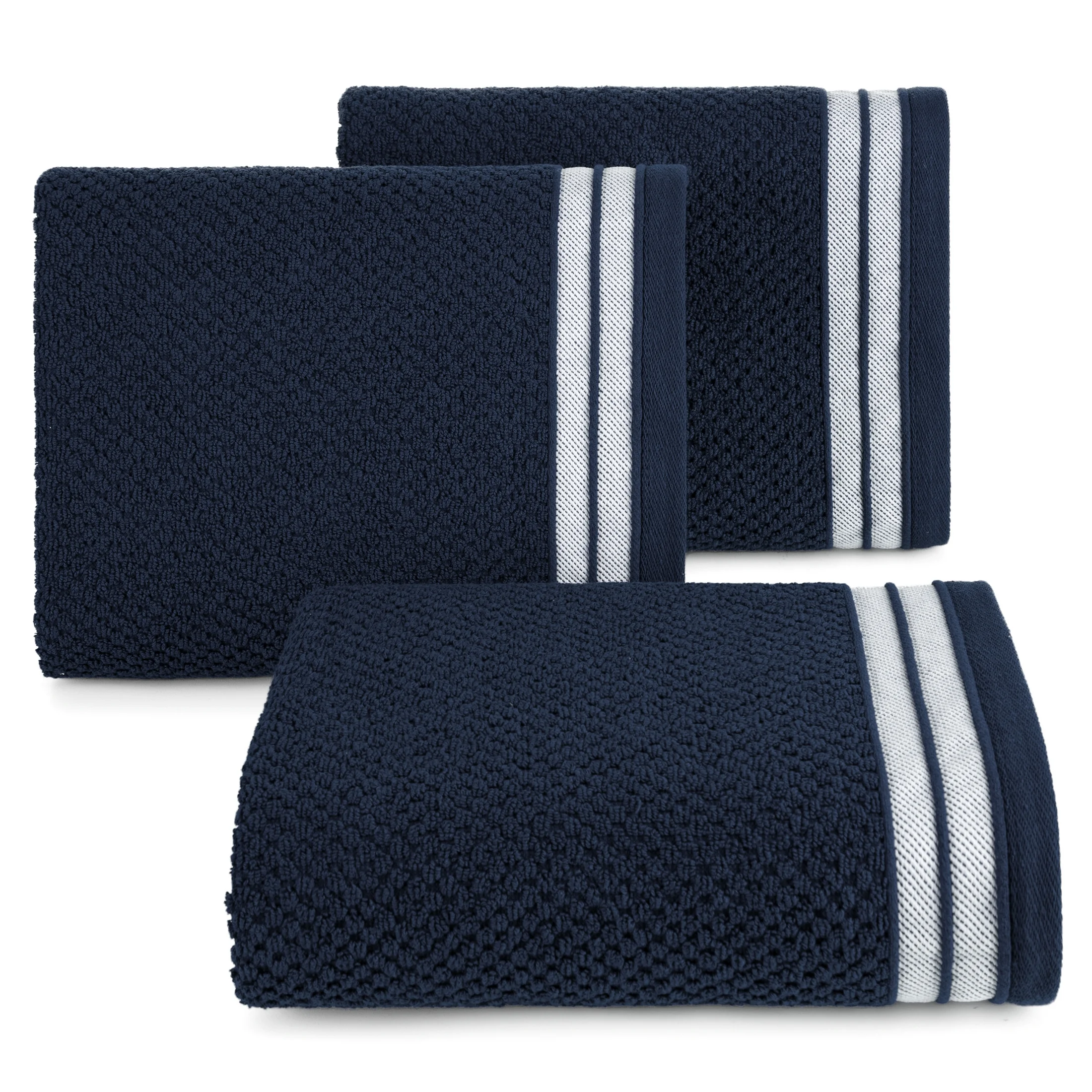 Ręcznik do rąk 30x50 cm bawełniany kolor granatowy w pasy 500 g/m2 MADLEN Eurofirany