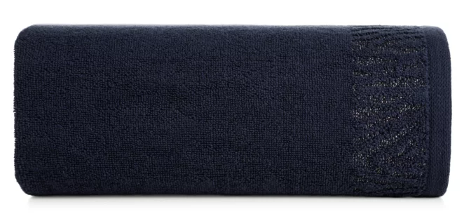 Ręcznik do rąk 30x50 cm bawełniany kolor granatowy z ozdobną błyszczącą bordiurą 500 g/m2 MARGO Eurofirany