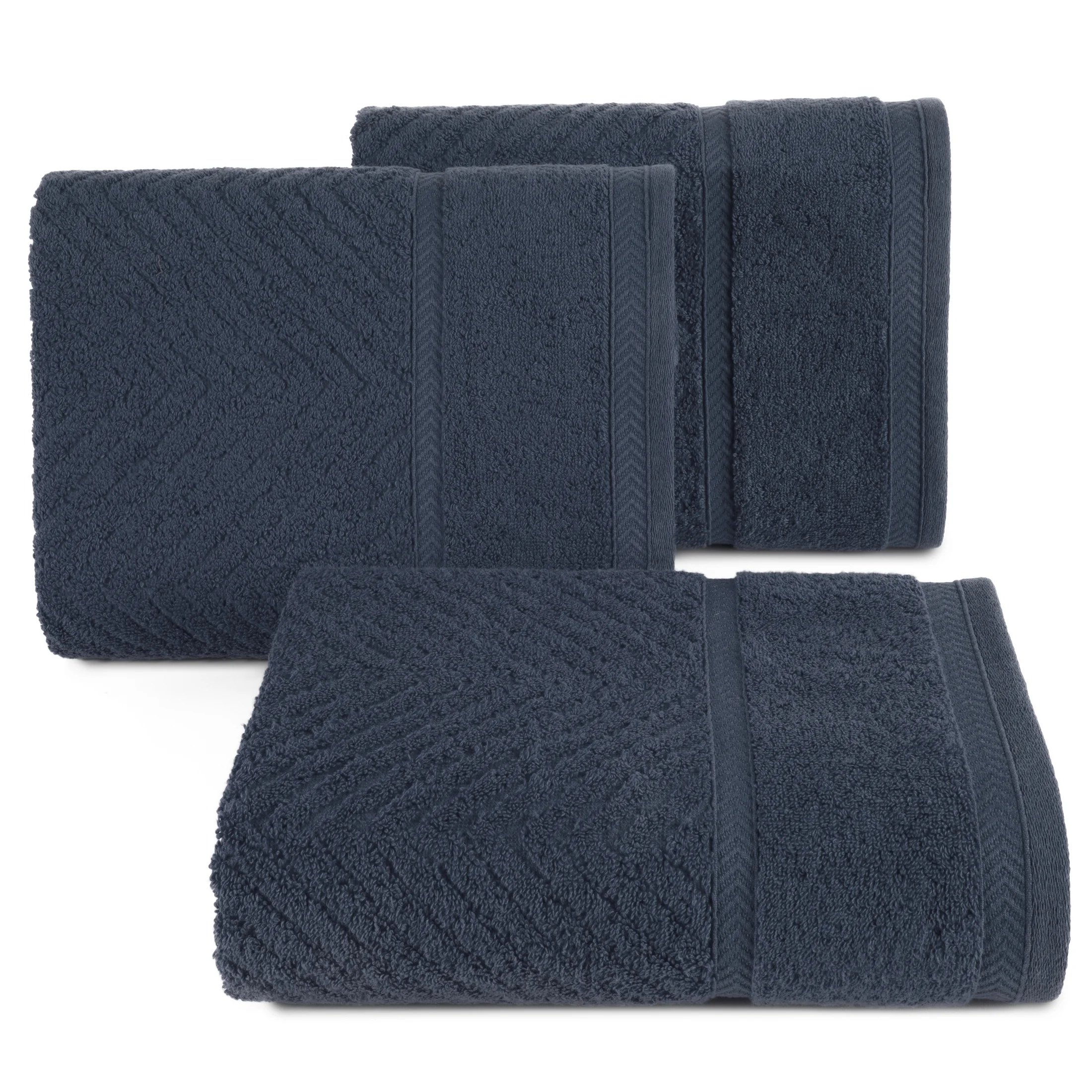 Ręcznik do rąk 30x50 cm bawełniany kolor granatowy ze wzorem zygzaka 500 g/m2 KALIA Reina Line Eurofirany