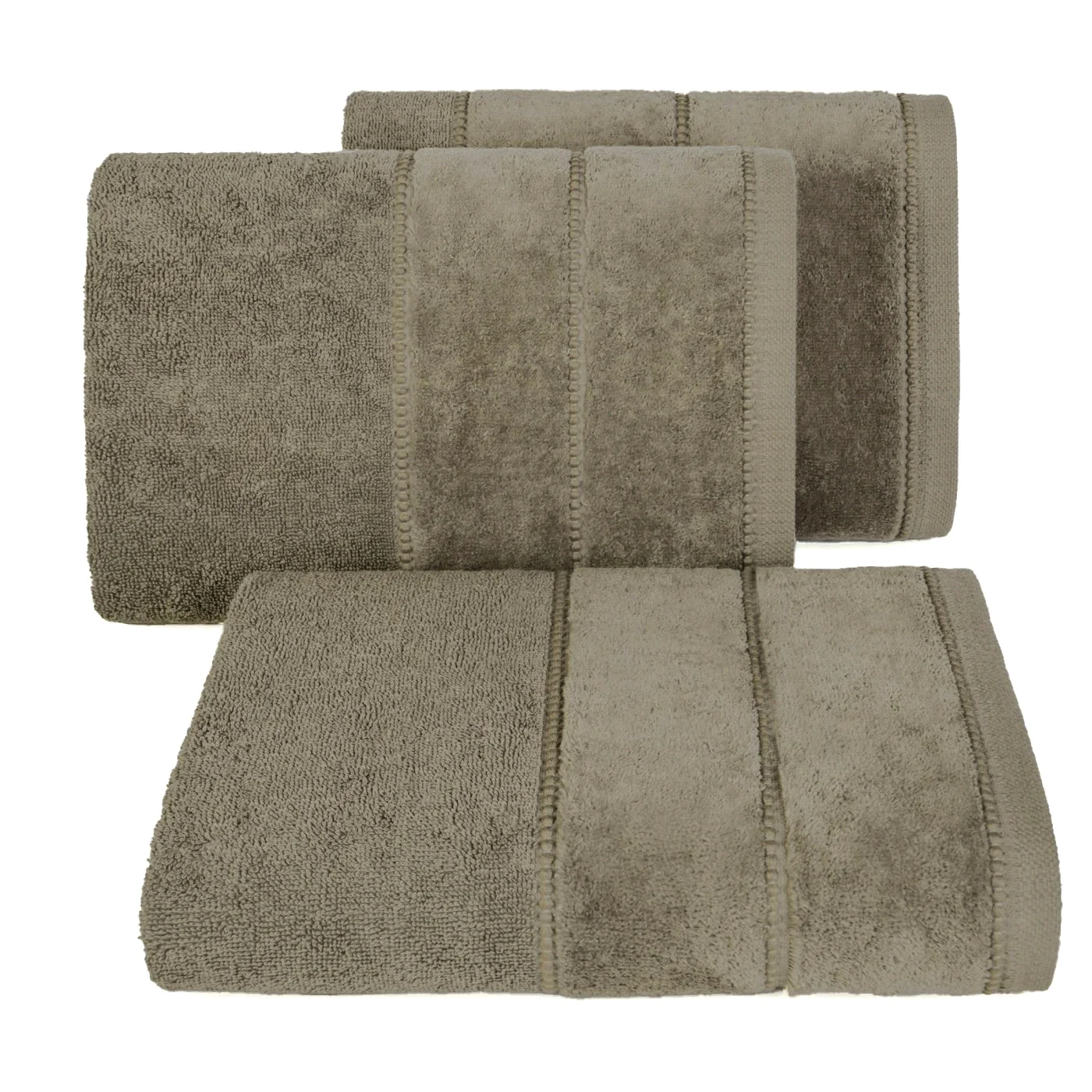 Ręcznik do rąk 30x50 cm bawełniany kolor jasnobrązowy z welwetową bordiurą 500 g/m2 JESSI Eurofirany