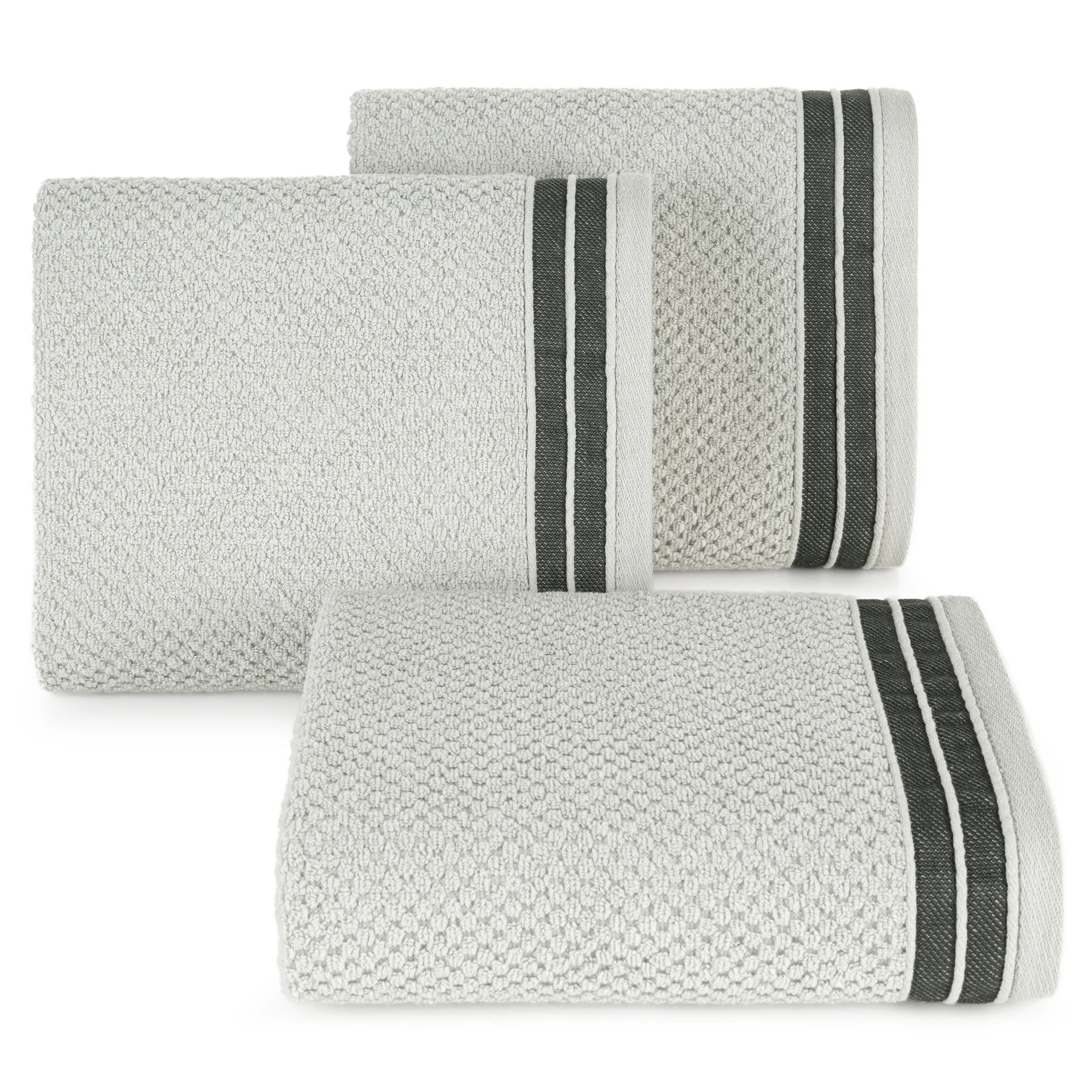 Ręcznik do rąk 30x50 cm bawełniany kolor jasnosrebrny w pasy 500 g/m2 MADLEN Eurofirany