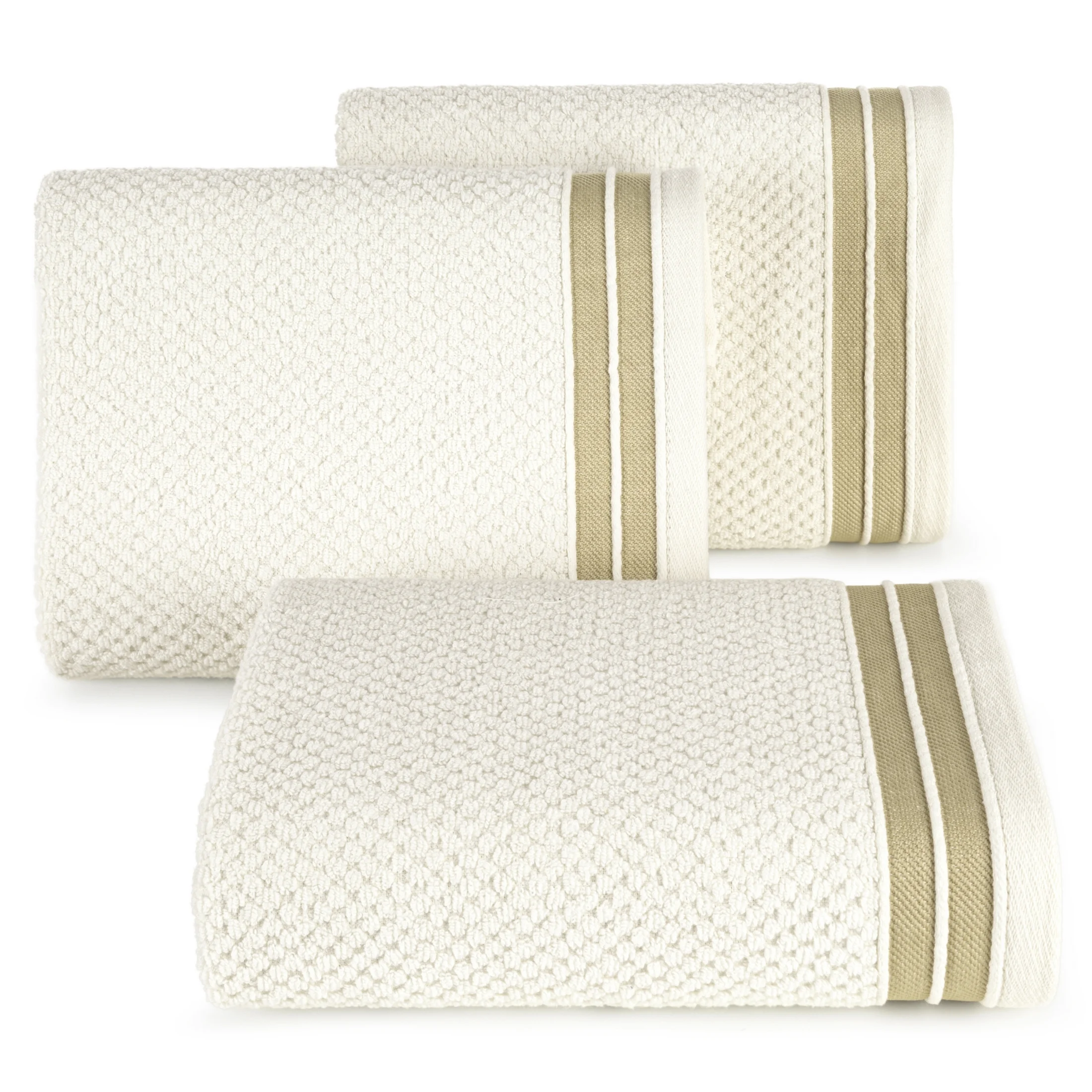 Ręcznik do rąk 30x50 cm bawełniany kolor kremowy w pasy 500 g/m2 MADLEN Eurofirany