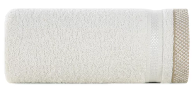 Ręcznik do rąk 30x50 cm bawełniany kolor kremowy z bordiurą w paski 500 g/m2 ABBIE Eurofirany