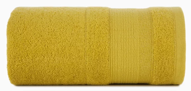 Ręcznik do rąk 30x50 cm bawełniany kolor musztardowy w pasy przetykany błyszczącą nicią 500 g/m2 APRIL Eurofirany