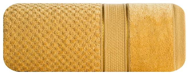 Ręcznik do rąk 30x50 cm bawełniany kolor musztardowy z welwetową bordiurą 500 g/m2 JESSI Eurofirany