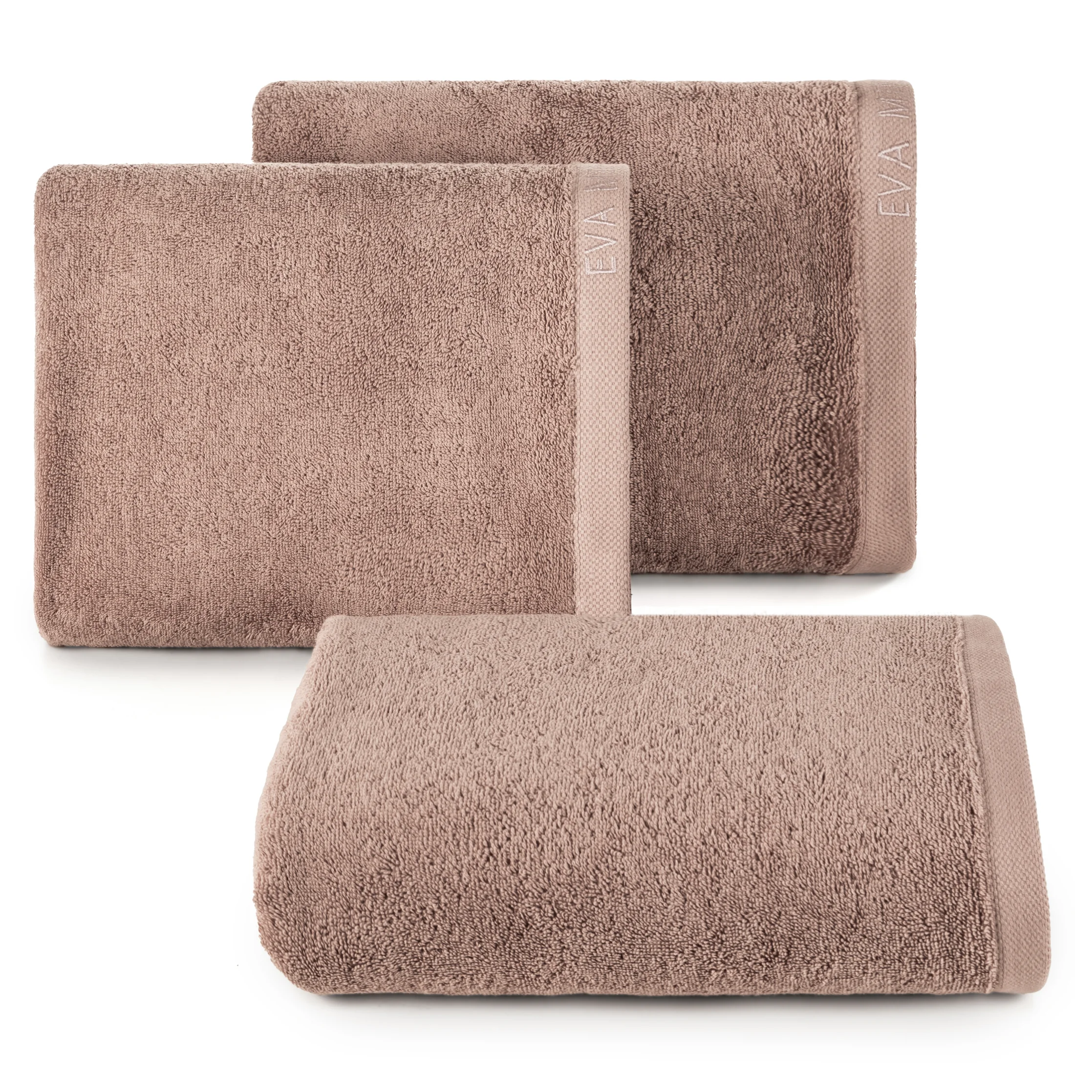 Ręcznik do rąk 30x50 cm bawełniany kolor pudrowy z haftowanym logiem Eva Minge 550 g/m2 VENUS Eurofirany