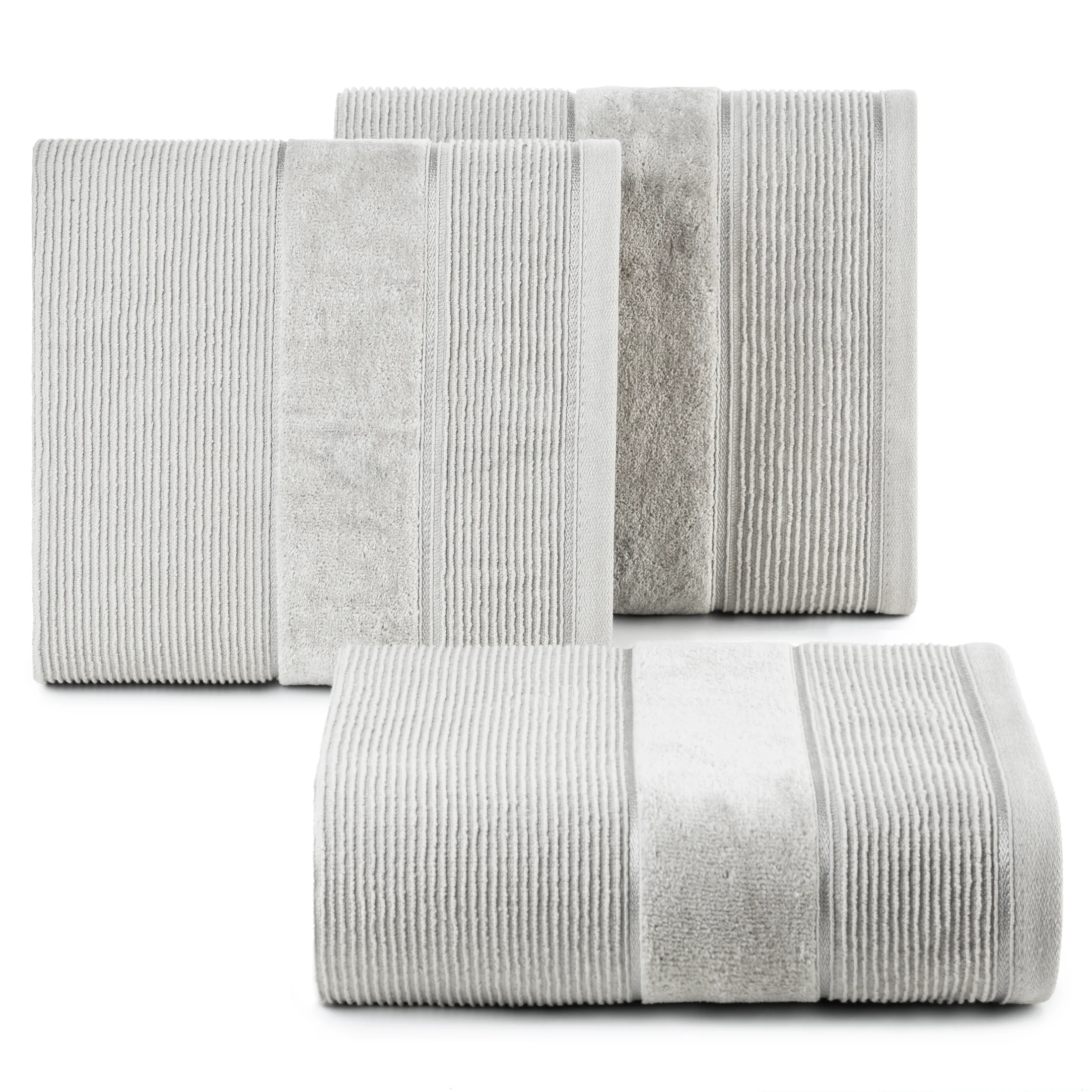 Ręcznik do rąk 30x50 cm bawełniany kolor srebrny z welurową bordiurą 500 g/m2 EMMA Eurofirany