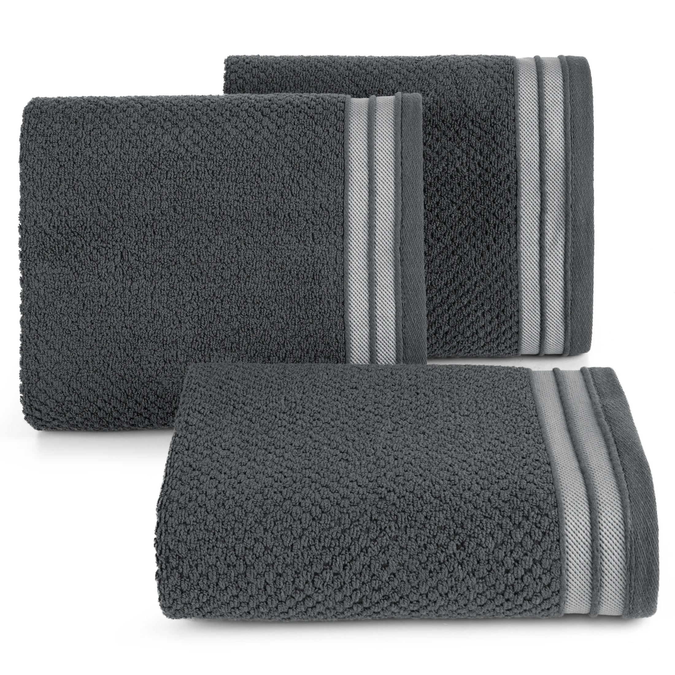 Ręcznik do rąk 30x50 cm bawełniany kolor stalowy w pasy 500 g/m2 MADLEN Eurofirany