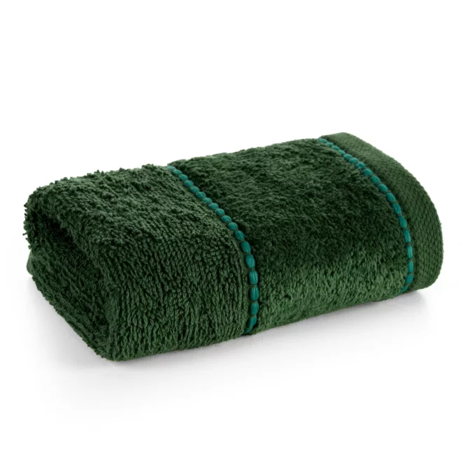 Ręcznik do rąk 30x50 cm bawełniany kolor zielony z welwetową bordiurą 500 g/m2 JESSI Eurofirany