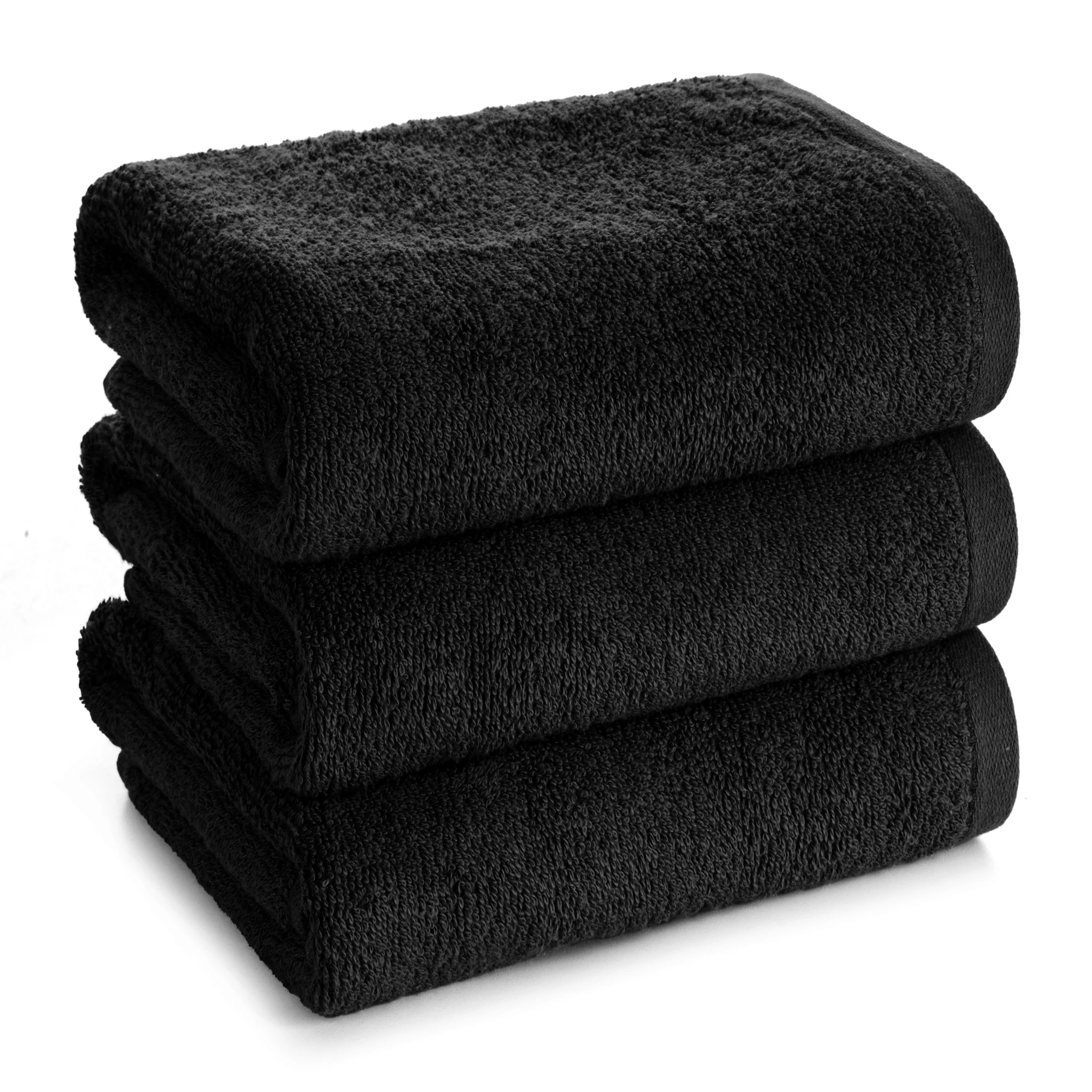 Ręcznik do rąk 30x50 cm czarny bawełniany gładki z wąską bordiurą 500 g/m2 BASIC Eurofirany