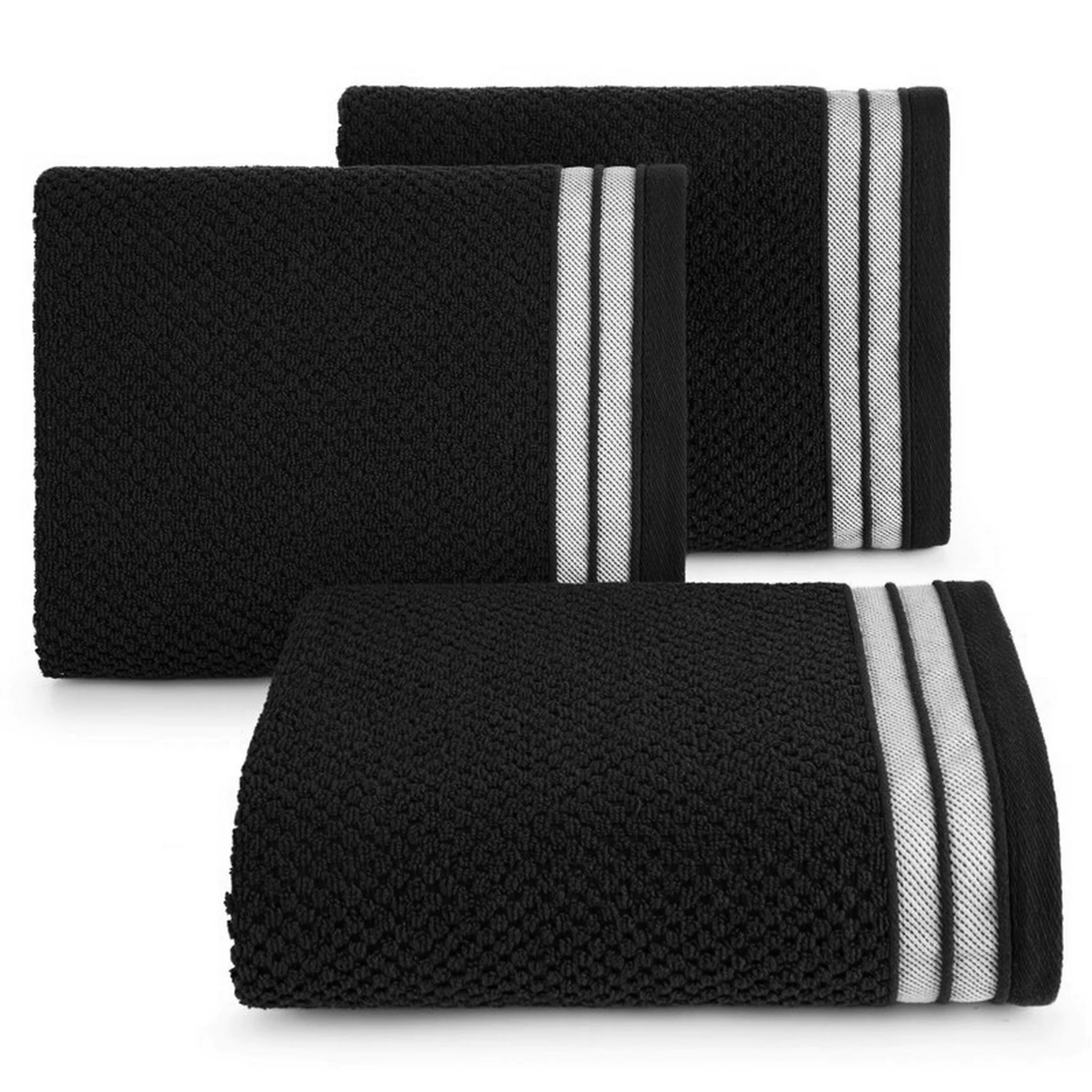 Ręcznik do rąk 70x140 cm bawełniany kolor czarny w pasy 500 g/m2 MADLEN Eurofirany