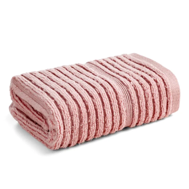 Ręcznik do rąk z mikrobawełny 30x50 cm kolor pudrowy o prążkowej strukturze ADARA Eurofirany