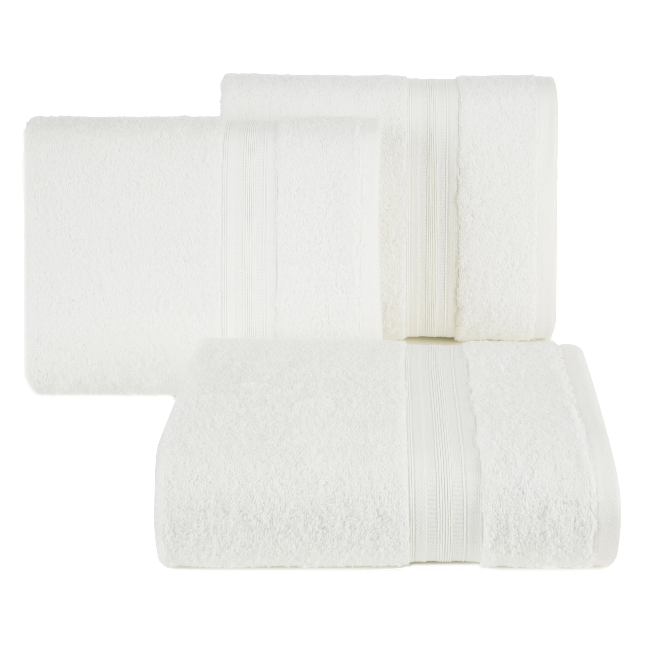 Ręcznik do rąk 30x50 cm bawełniany kolor kremowy z bordiurą w paski 550 g/m2 ELEN Eurofirany