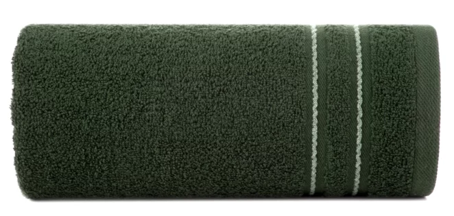 Ręcznik do rąk 30x50 cm bawełniany kolor zielony zdobiony paseczkami 500 g/m2 EMINA Eurofirany
