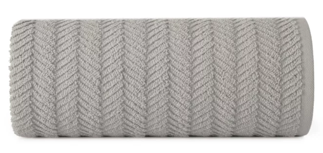 Ręcznik do rąk 30x50 cm bawełniany kolor srebrny zdobiony wzorem jodełki 550 g/m2 ETNO Eurofirany