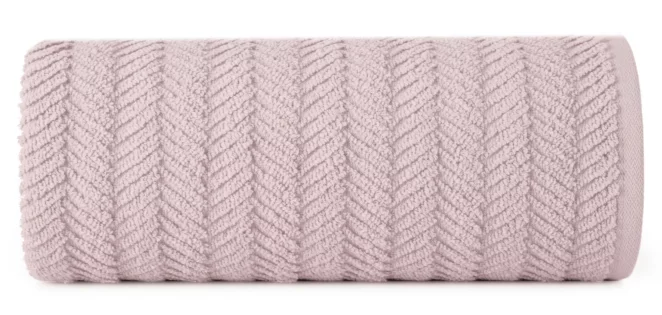 Ręcznik kąpielowy 50x90 cm bawełniany kolor pudrowy zdobiony wzorem jodełki 550 g/m2 ETNO Eurofirany