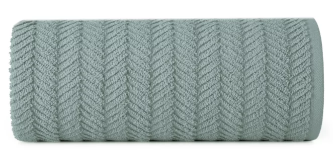 Ręcznik kąpielowy 50x90 cm bawełniany kolor miętowy zdobiony wzorem jodełki 550 g/m2 ETNO Eurofirany