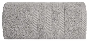 Ręcznik kąpielowy 100x150 cm bawełniany kolor srebrny z ozdobną bordiurą 500 g/m2 MILO Eurofirany