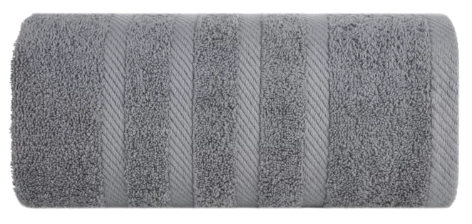 Ręcznik kąpielowy 100x150 cm bawełniany kolor stalowy z ozdobną bordiurą 500 g/m2 MILO Eurofirany