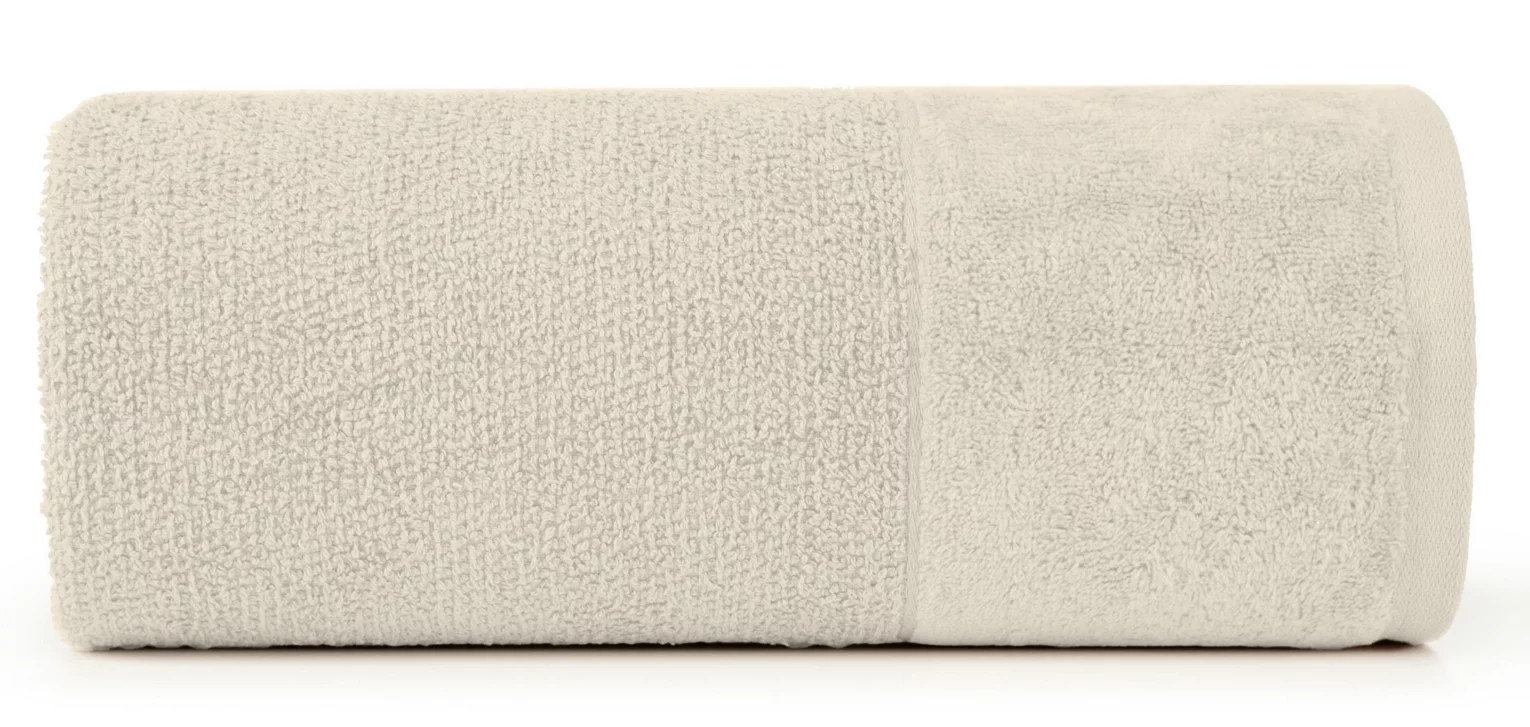 Ręcznik kąpielowy 50x90 cm bawełniany kolor beżowy z bordiurą z weluru 500 g/m2 LUCY Eurofirany