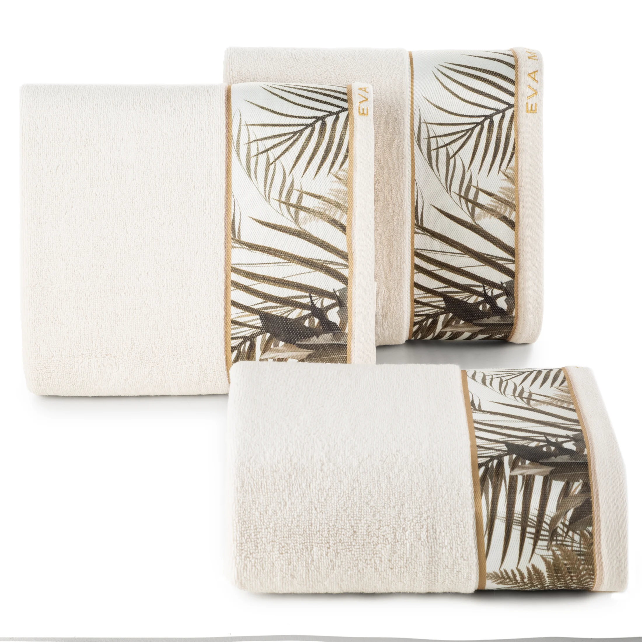 Ręcznik kąpielowy 50X90 cm bawełniany kolor beżowy z designerską bordiurą 500 g/m2 EVA 17 Eva Minge Eurofirany