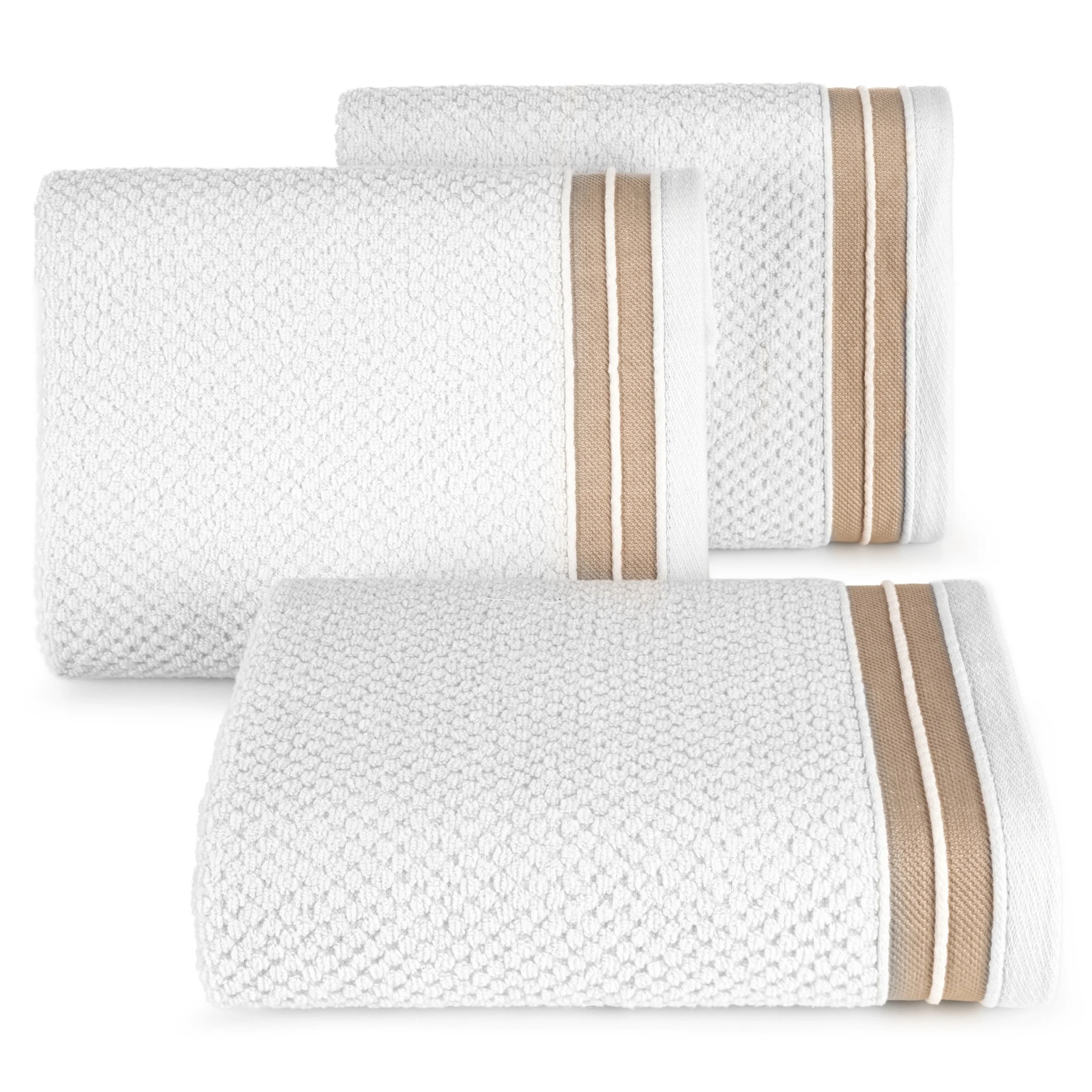 Ręcznik kąpielowy 50x90 cm bawełniany kolor biały w pasy 500 g/m2 MADLEN Eurofirany