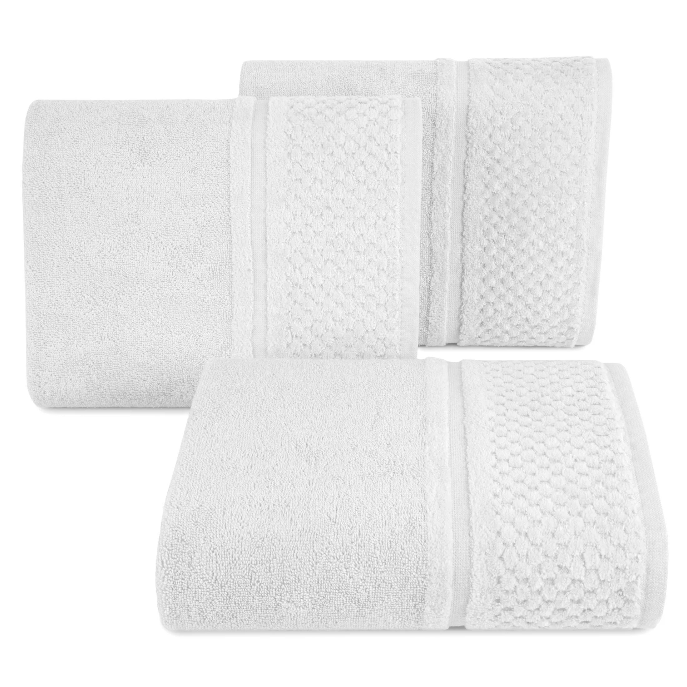 Ręcznik kąpielowy 50x90 cm bawełniany kolor biały z efektowną bordiurą 550 g/m2 IBIZA Eurofirany