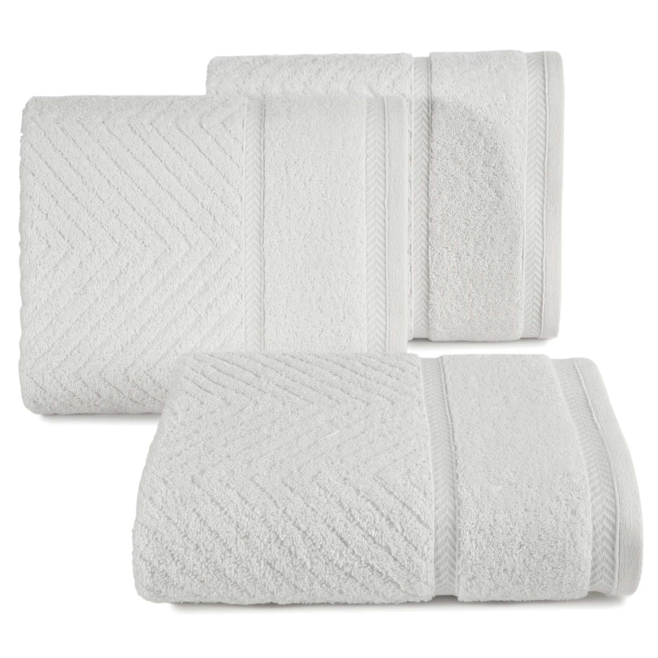 Ręcznik kąpielowy 50x90 cm bawełniany kolor biały ze wzorem zygzaka 500 g/m2 KALIA Reina Line Eurofirany