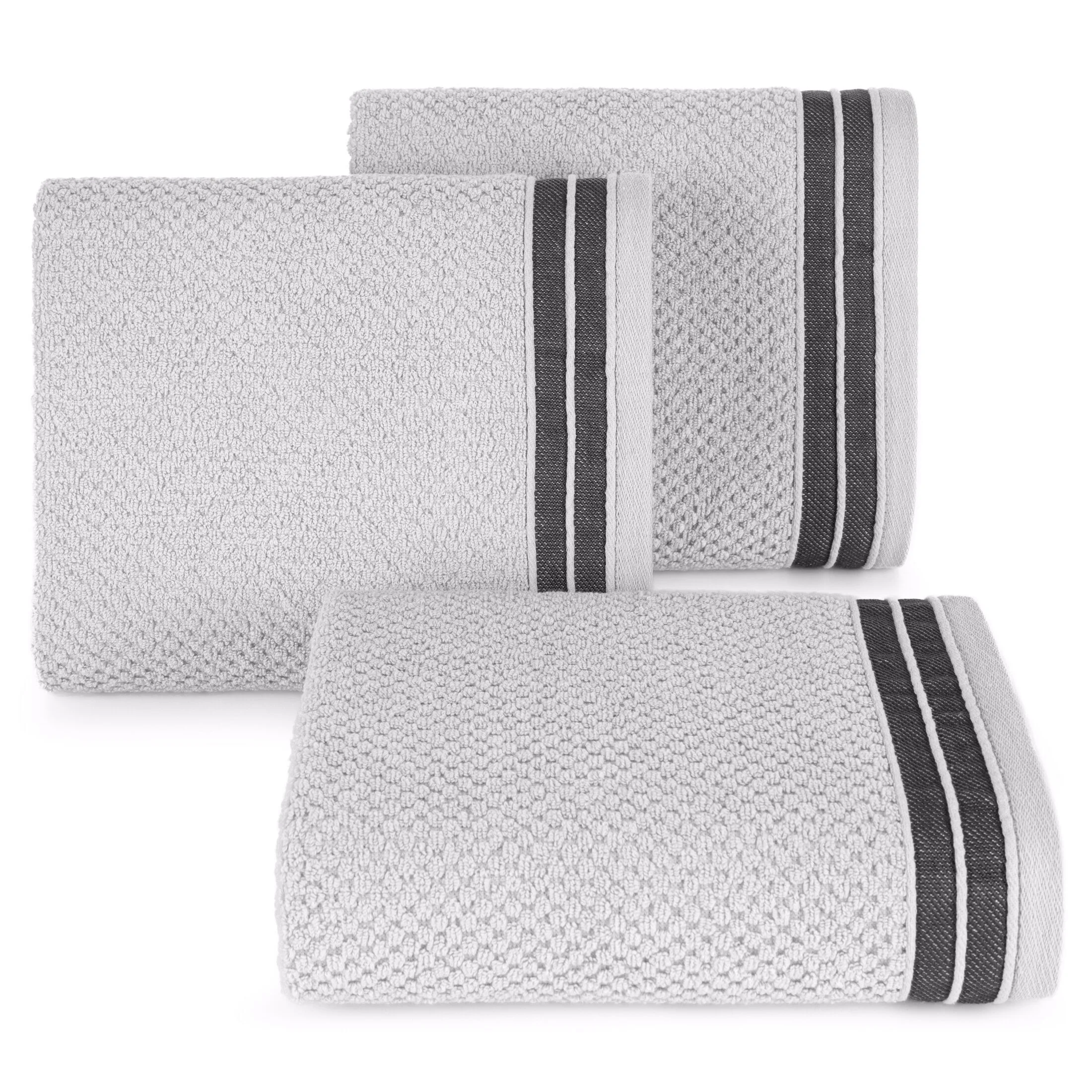Ręcznik kąpielowy 50x90 cm bawełniany kolor jasnosrebrny w pasy 500 g/m2 MADLEN Eurofirany