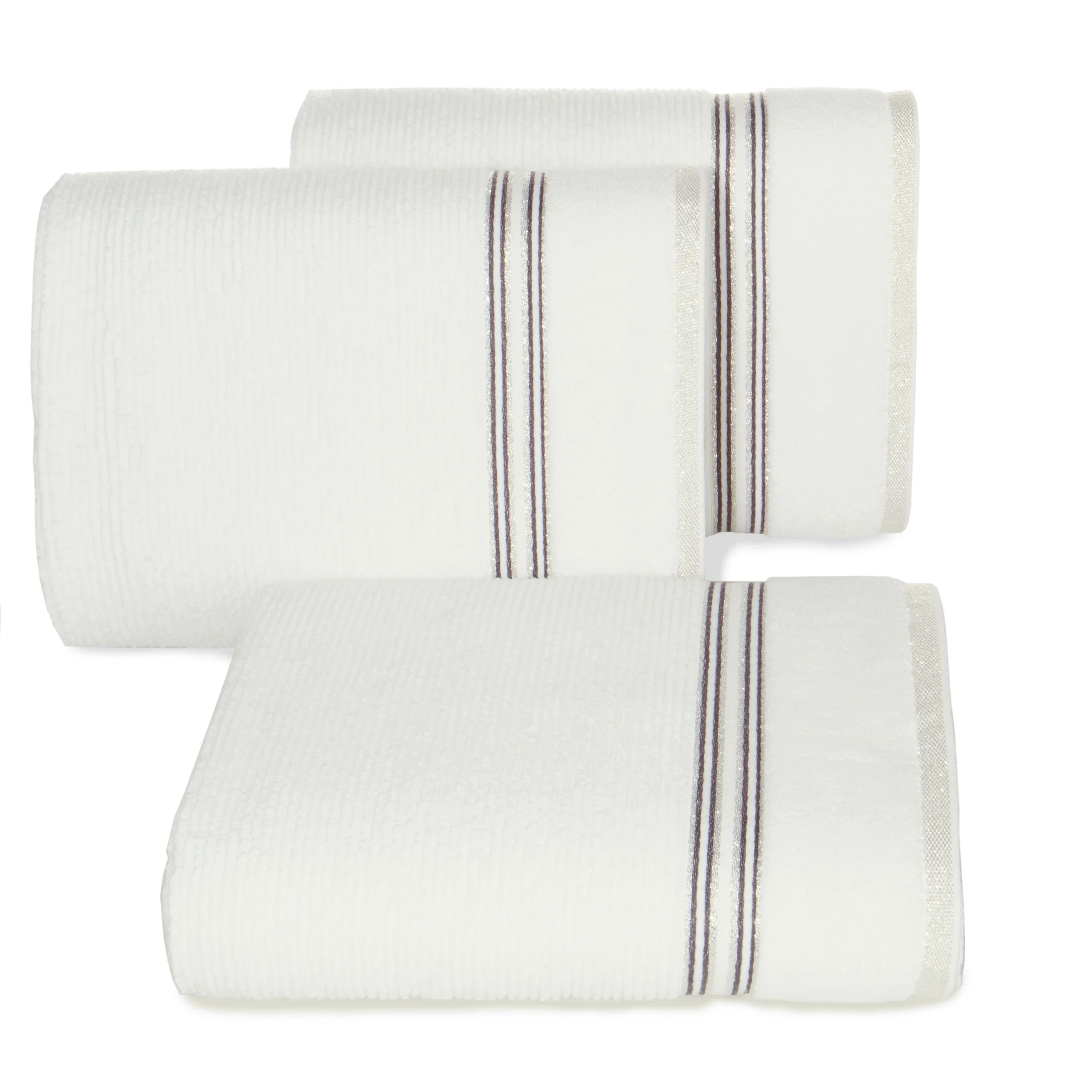 Ręcznik kąpielowy 50x90 cm bawełniany kolor kremowy z błyszczącą bordiurą 530 g/m2 FILON Eurofirany