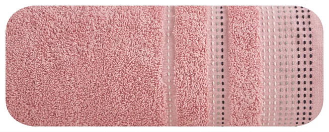 Ręcznik kąpielowy 50x90 cm bawełniany kolor pudrowy róż z ozdobnym stębnowaniem 500 g/m2 POLA Eurofirany