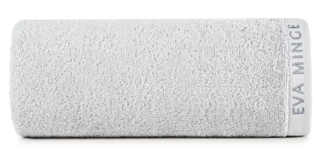 Ręcznik kąpielowy 50x90 cm bawełniany kolor srebrny z haftowanym logiem Eva Minge 550 g/m2 VENUS Eurofirany