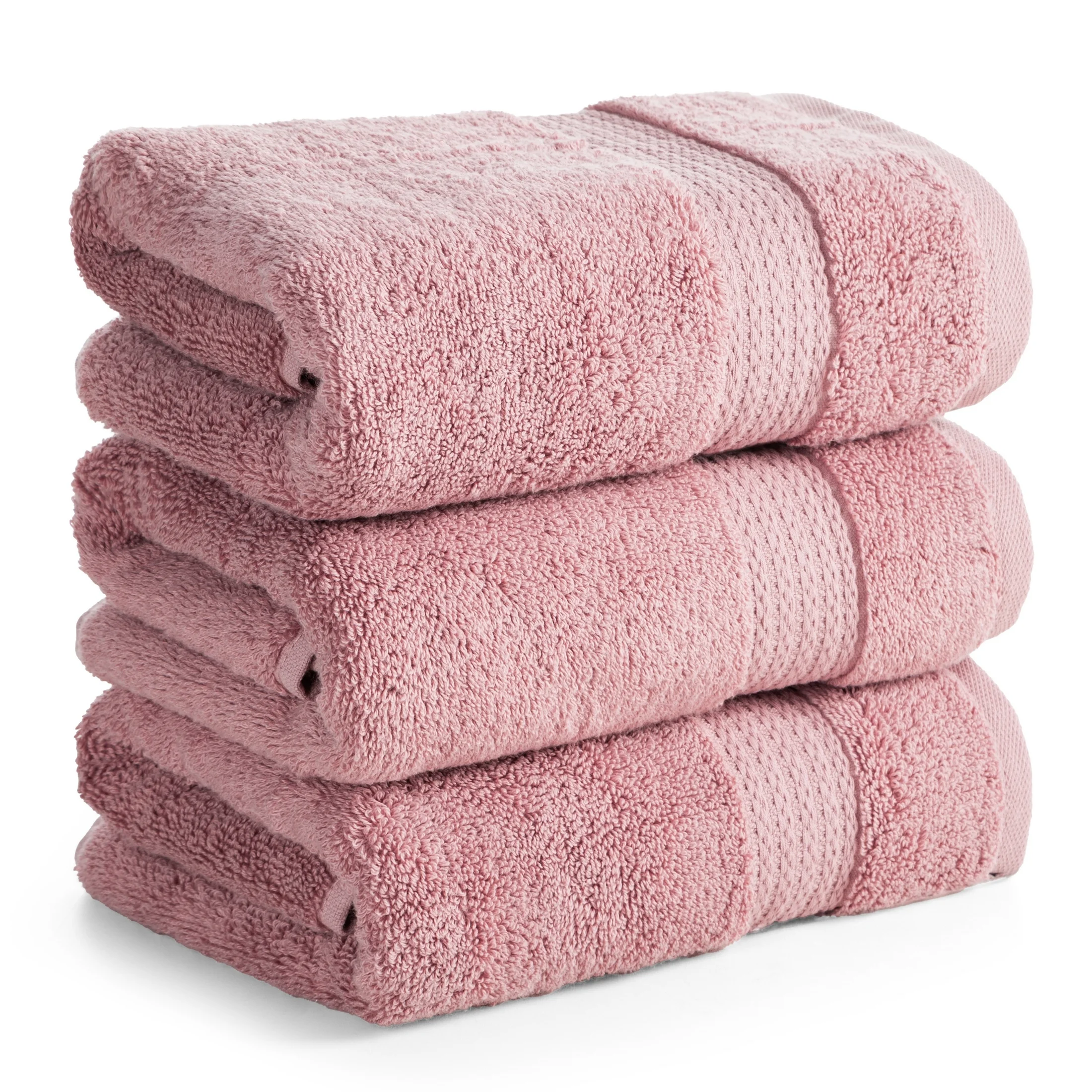 Ręcznik kąpielowy 50x90 cm z bawełny egipskiej kolor pudrowy z ozdobną bordiurą 610 g/m2 EGIPT Eurofirany