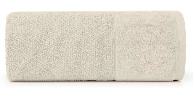 Ręcznik kąpielowy 70x140 cm bawełniany kolor beżowy z bordiurą z weluru 500 g/m2 LUCY Eurofirany