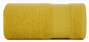 Ręcznik kąpielowy 70x140 cm bawełniany kolor musztardowy w pasy przetykany błyszczącą nicią 500 g/m2 APRIL Eurofirany