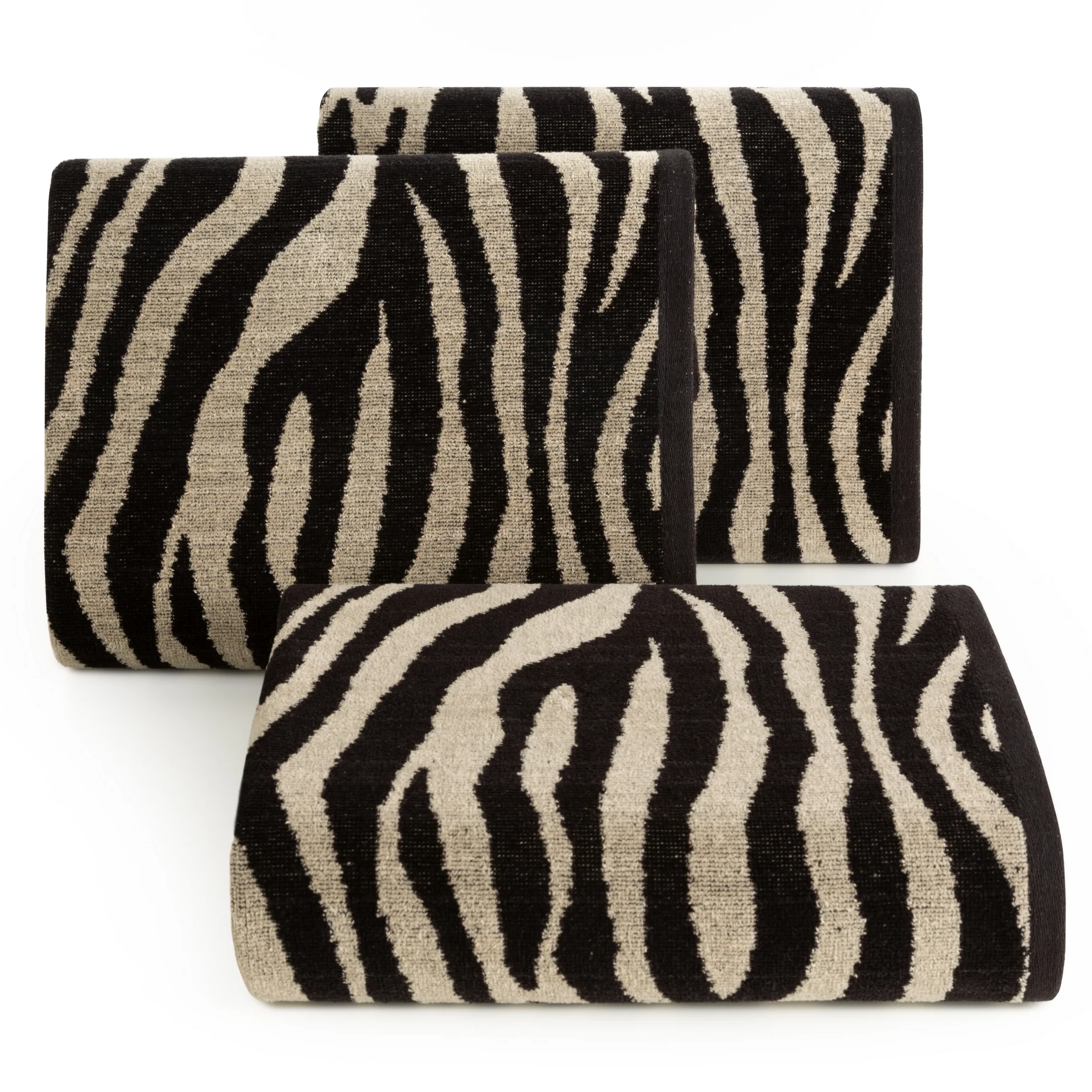 Ręcznik kąpielowy 70x140 cm bawełniany kolor czarny,beżowy z wzorem pasków zebry 500 g/m2 ZEBRA Eurofirany