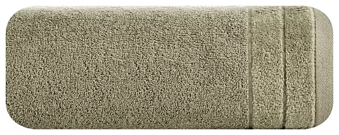 Ręcznik kąpielowy Damla z welwetową bordiurą jasnobrązowy 50x90 cm Eurofirany