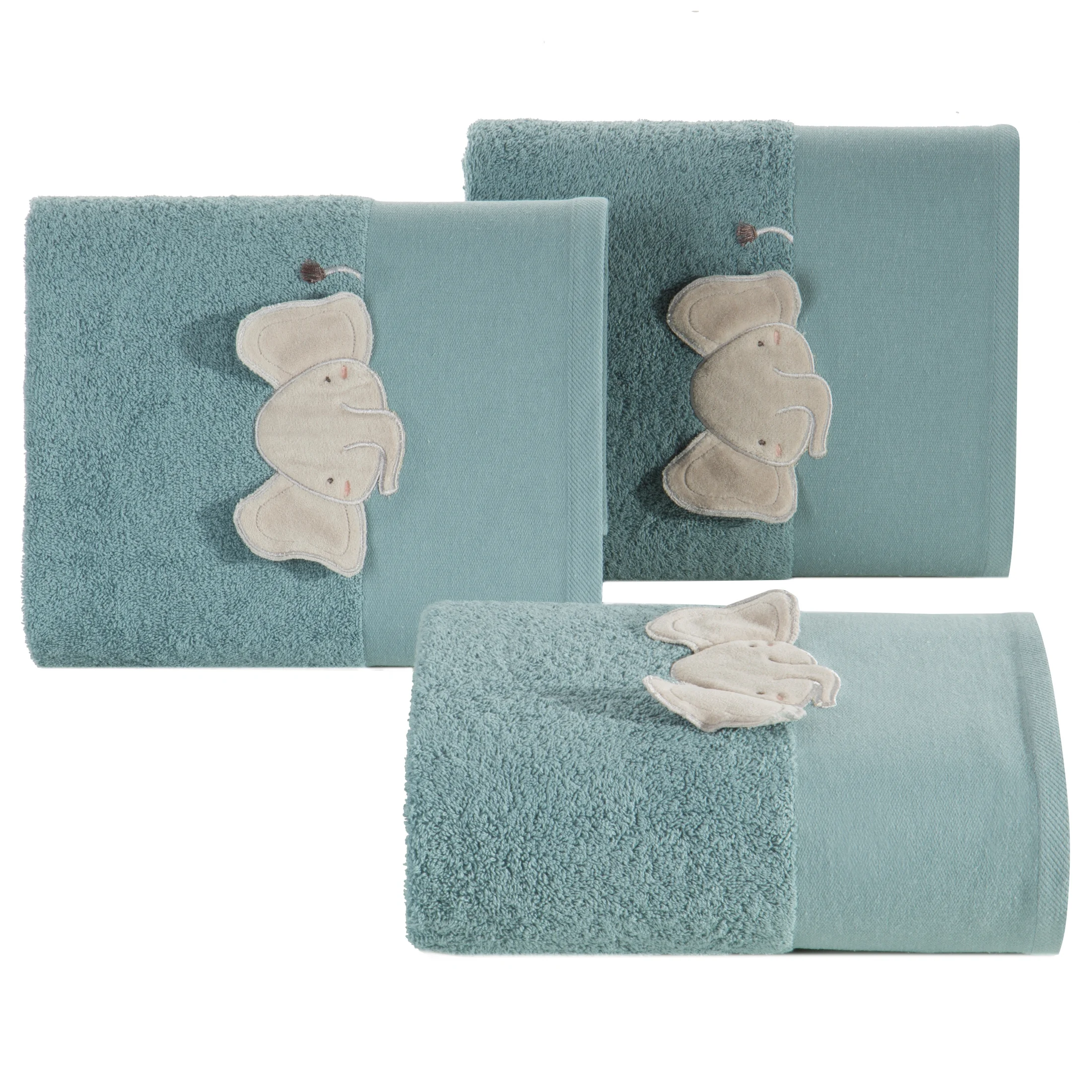 Ręcznik kąpielowy dziecięcy 50x90 cm bawełniany kolor niebieski z aplikacją słonika 480 g/m2 BABY 59 Eurofirany