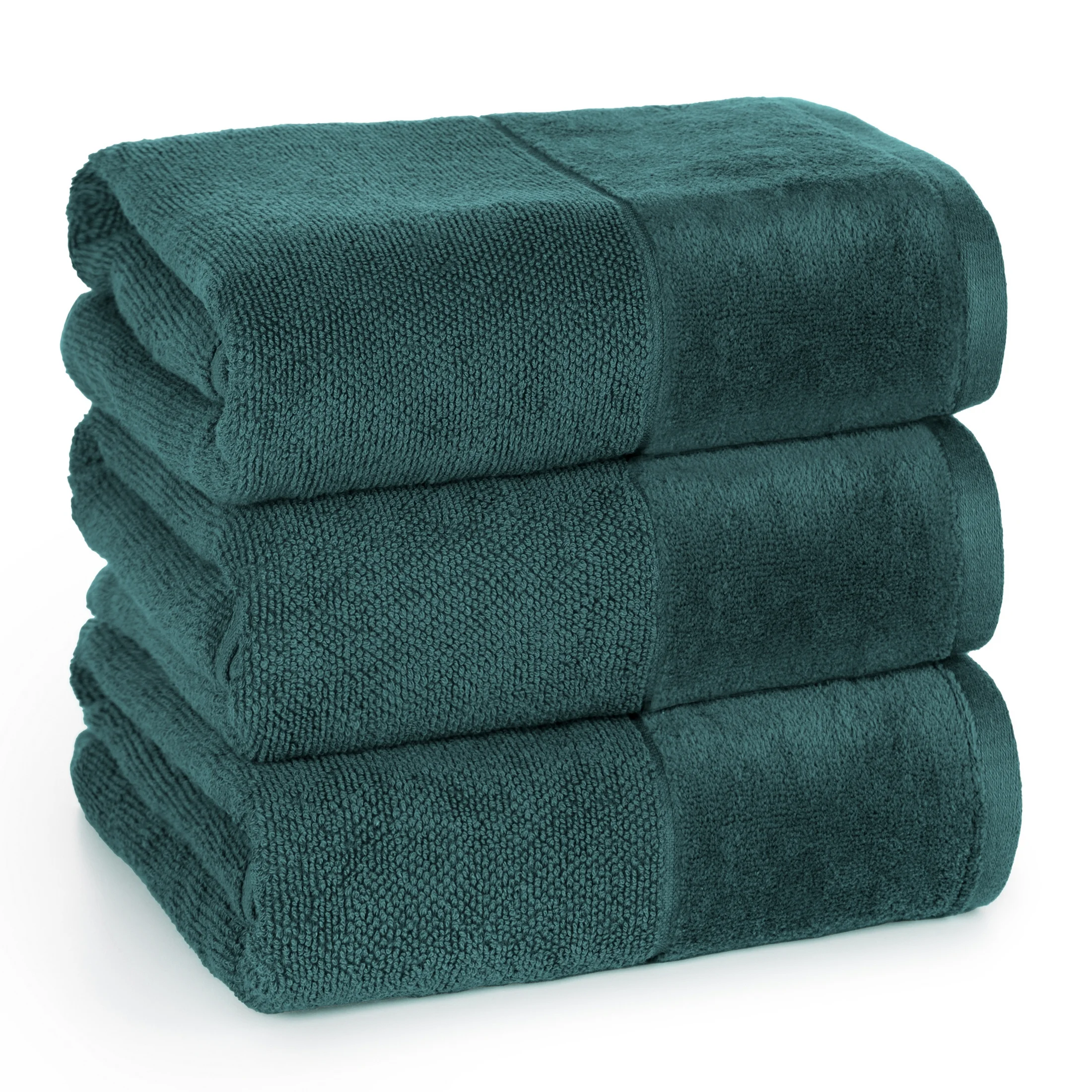 Ręcznik kąpielowy FERO z welwetową bordiurą ciemnozielony 70x140 cm Eurofirany