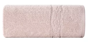 Ręcznik kąpielowy 50x90 cm bawełniany kolor pudrowy róż zdobiony bordiurą z błyszczącym wzorem 500 g/m2 KARIN Eurofirany