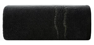 Ręcznik kąpielowy 50x90 cm bawełniany kolor czarny zdobiony bordiurą z błyszczącym wzorem 500 g/m2 KARIN Eurofirany