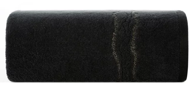 Ręcznik kąpielowy 50x90 cm bawełniany kolor czarny zdobiony bordiurą z błyszczącym wzorem 500 g/m2 KARIN Eurofirany