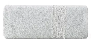 Ręcznik kąpielowy 50x90 cm bawełniany kolor srebrny zdobiony bordiurą z błyszczącym wzorem 500 g/m2 KARIN Eurofirany