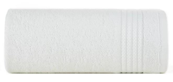 Ręcznik kąpielowy 50x90 cm bawełniany kolor kremowy zdobiony błyszczącą bordiurą 550 g/m2 LARIS Eurofirany