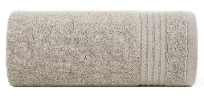 Ręcznik do rąk 30x50 cm bawełniany kolor beżowy zdobiony błyszczącą bordiurą 550 g/m2 LARIS Eurofirany