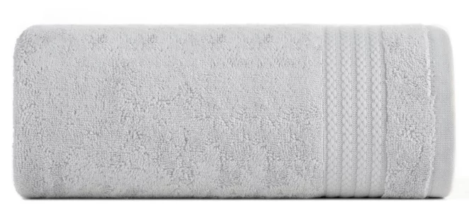 Ręcznik do rąk 30x50 cm bawełniany kolor srebrny zdobiony błyszczącą bordiurą 550 g/m2 LARIS Eurofirany