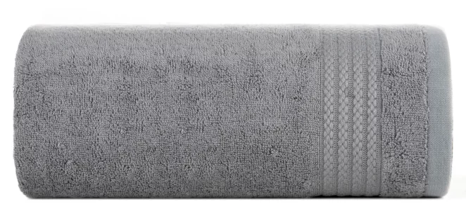 Ręcznik do rąk 30x50 cm bawełniany kolor stalowy zdobiony błyszczącą bordiurą 550 g/m2 LARIS Eurofirany