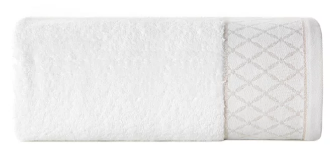 Ręcznik do rąk 30x50 cm bawełniany kolor biały zdobiony wzorem geometrycznym 500 g/m2 LAYLA Eurofirany