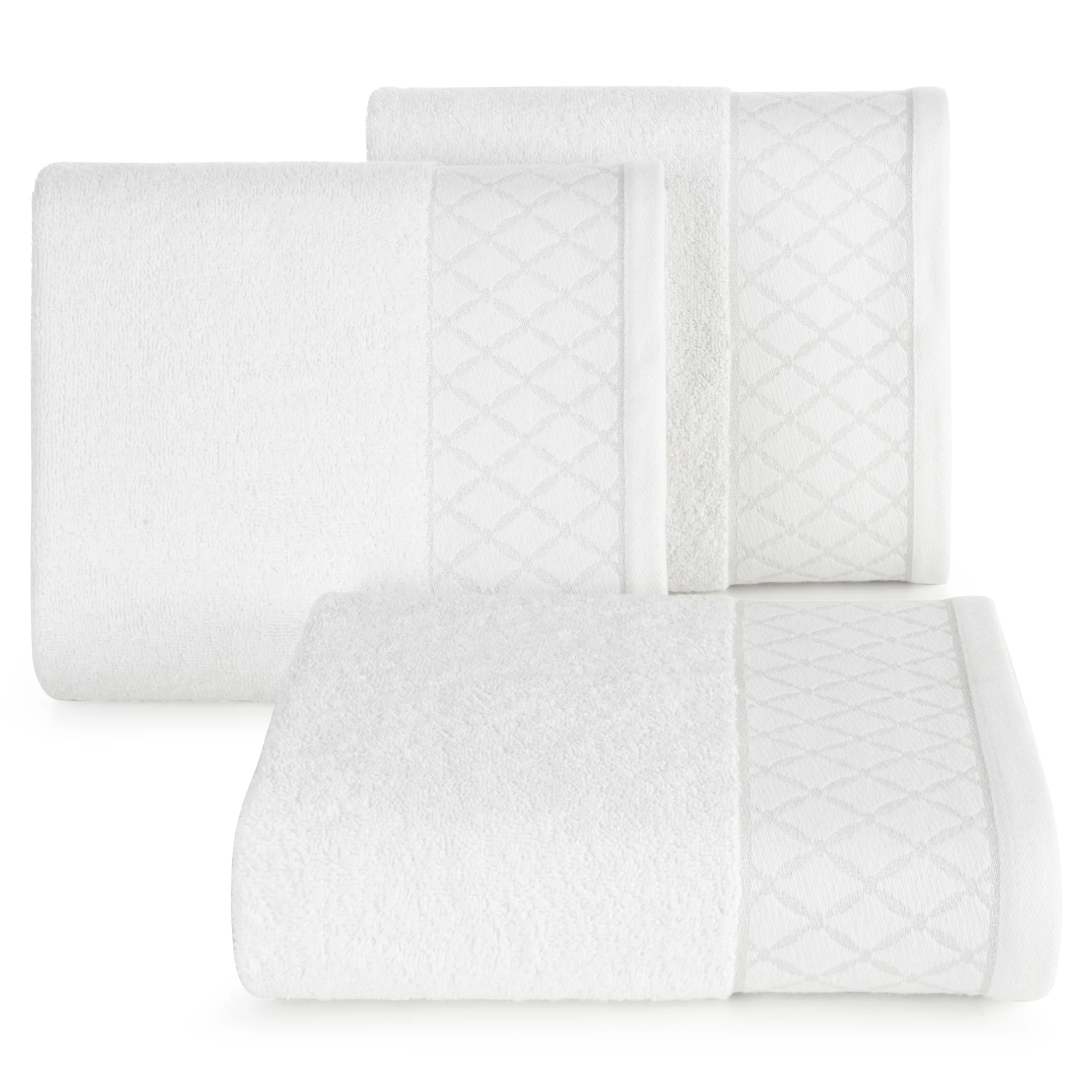 Ręcznik do rąk 30x50 cm bawełniany kolor biały zdobiony wzorem geometrycznym 500 g/m2 LAYLA Eurofirany
