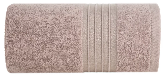 Ręcznik do rąk 30x50 cm bawełniany kolor pudrowy róż zdobiony paseczkami 500 g/m2 LILA Eurofirany